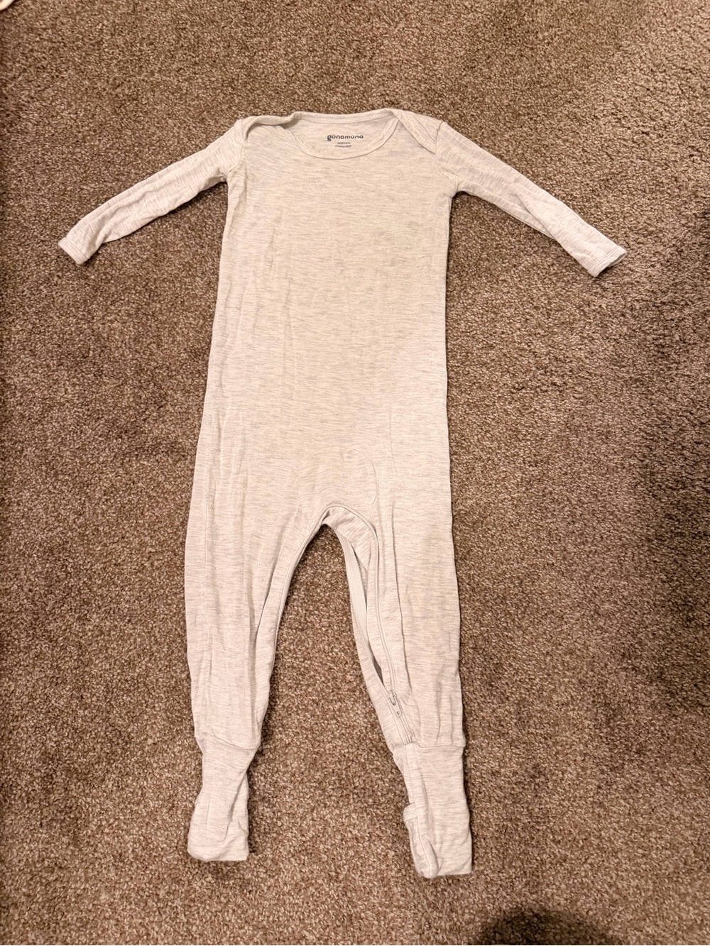 Gunamuna Light Gray Kids Footed One-Piece Pajama - Bamboo